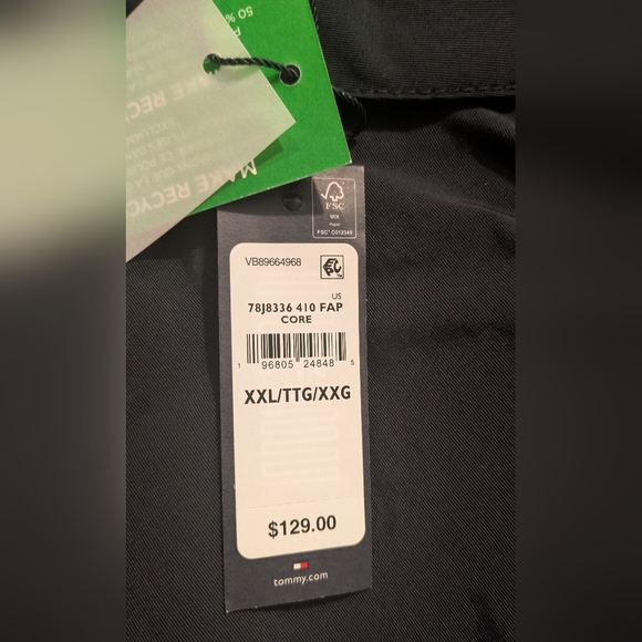 TOMMY HILFIGER Men's Regatta Water Resistant Jacket-2XL-blue-NWT - Picture 7 of 10